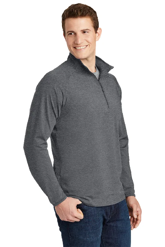 Sport-Tek Mens Sport-Wick Moisture Wicking 1/4 Zip Sweatshirt - Heather Charcoal Grey