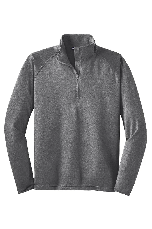 Sport-Tek Mens Sport-Wick Moisture Wicking 1/4 Zip Sweatshirt - Heather Charcoal Grey