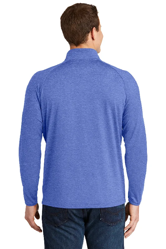 Sport-Tek Mens Sport-Wick Moisture Wicking 1/4 Zip Sweatshirt - Heather True Royal Blue