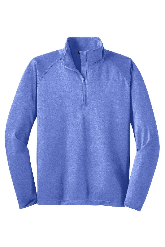 Sport-Tek Mens Sport-Wick Moisture Wicking 1/4 Zip Sweatshirt - Heather True Royal Blue