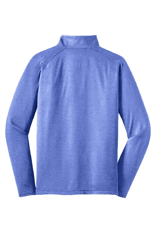 Sport-Tek Mens Sport-Wick Moisture Wicking 1/4 Zip Sweatshirt - Heather True Royal Blue