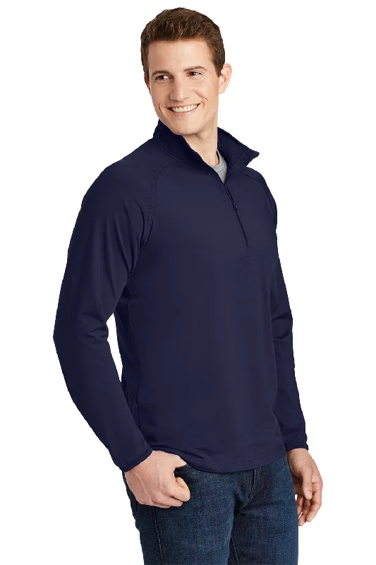 Sport-Tek Mens Sport-Wick Moisture Wicking 1/4 Zip Sweatshirt - True Navy Blue