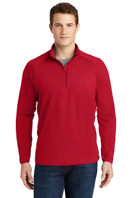 Sport-Tek Mens Sport-Wick Moisture Wicking 1/4 Zip Sweatshirt - True Red