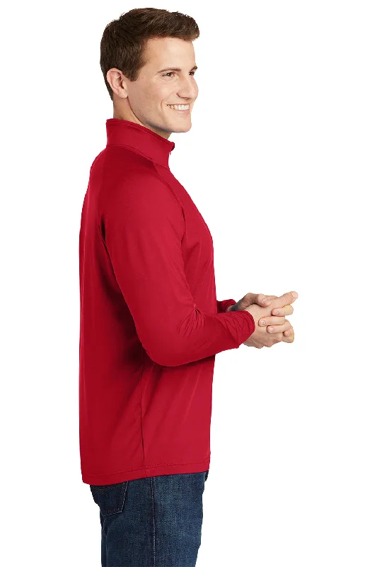 Sport-Tek Mens Sport-Wick Moisture Wicking 1/4 Zip Sweatshirt - True Red