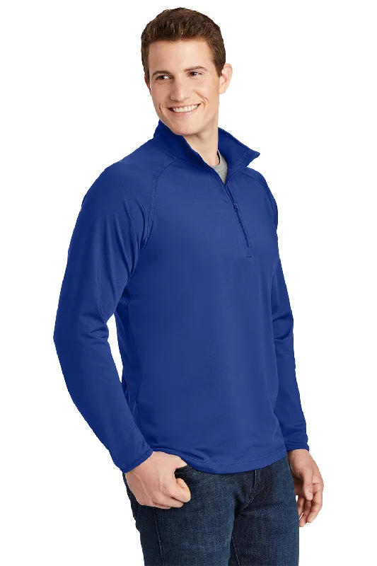 Sport-Tek Mens Sport-Wick Moisture Wicking 1/4 Zip Sweatshirt - True Royal Blue