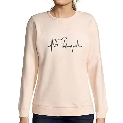 Ultrabasic - Femme Graphique Dog Lover Heartbeat Sweatshirt Action de Grâces Xmas Cadeau Idées Tee Gris Chiné Rose Crémeux