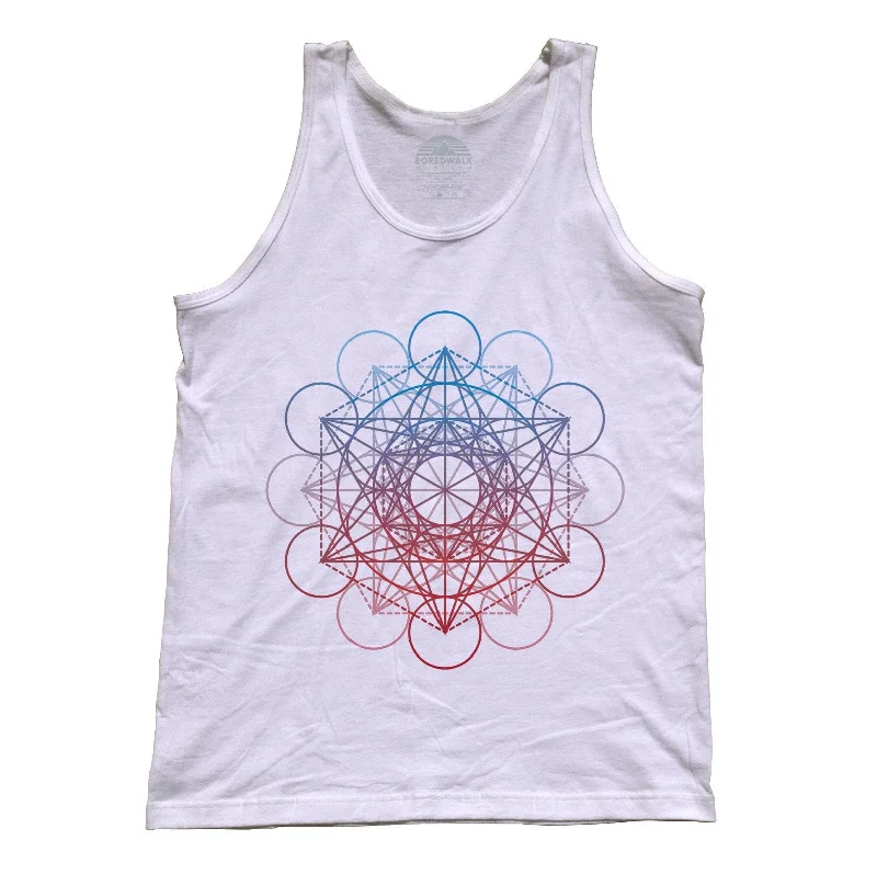 Unisex Metatrons Cube Rainbow Tank Top Geometric Crystal New Age Yoga