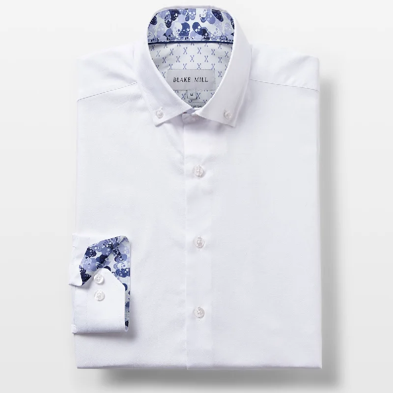 White Oxford with Skulls Accents Button-Down Shirt