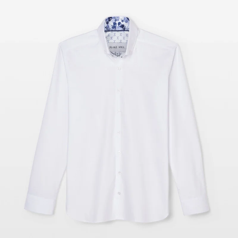 White Oxford with Skulls Accents Button-Down Shirt