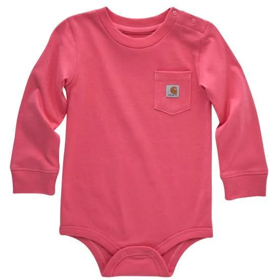 Youth Long-Sleeve Pocket Bodysuit - Pink Lemonade